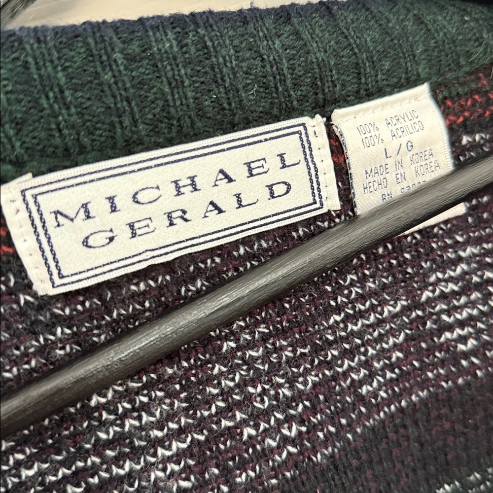 Michael Gerald Multicolor Patterned Knit Acrylic … - image 2